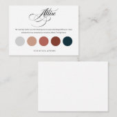 Cartes de code vestimentaire de palette de couleur (Devant / Derrière)