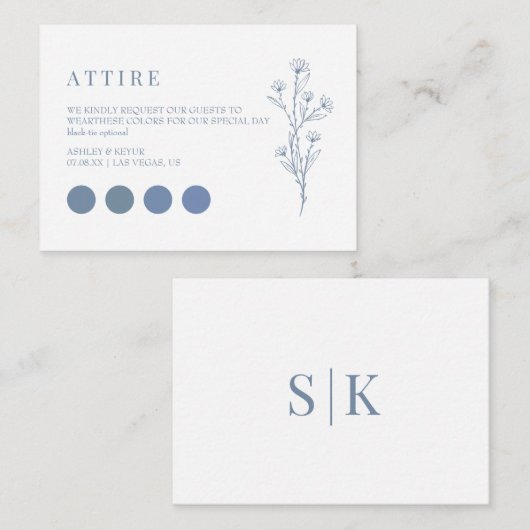 Cartes de code vestimentaire du mariage (Devant / Derrière)