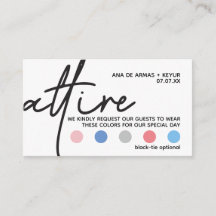 Cartes de code vestimentaire pour mariage moderne