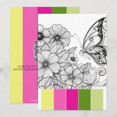 Cartes De Colorage Printemps Pour Papillon Adulte (Devant / Derrière)