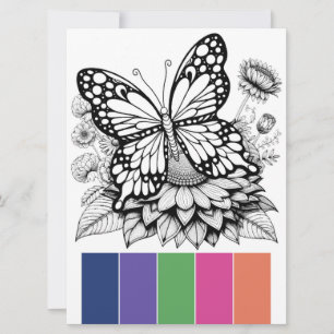 Cartes de coloriage adultes Papillon de palette de