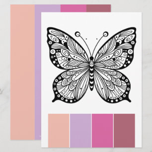 Cartes de coloriage de thérapie par l'art Papillon