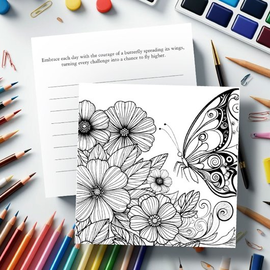 Cartes de coloriage papillon avec Journal