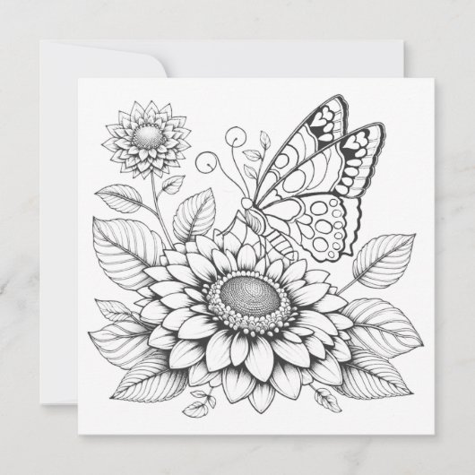 Cartes de coloriage papillon avec Journal (Devant)