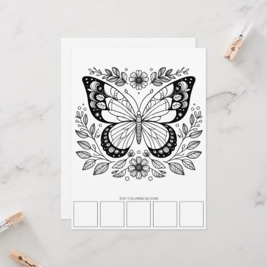 Cartes de coloriage Papillon grand format Art Ther (Devant/Arrière en situation)