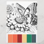 Cartes de coloriage pour adultes papillon et combi (Devant)