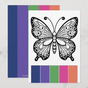 Cartes de coloriage pour adultes papillon et palet