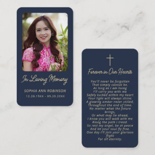 Cartes de condoléances funéraires mémorial or bleu