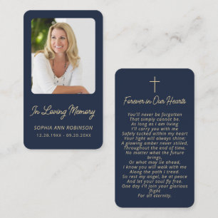 Cartes de condoléances funéraires or bleu pour pri