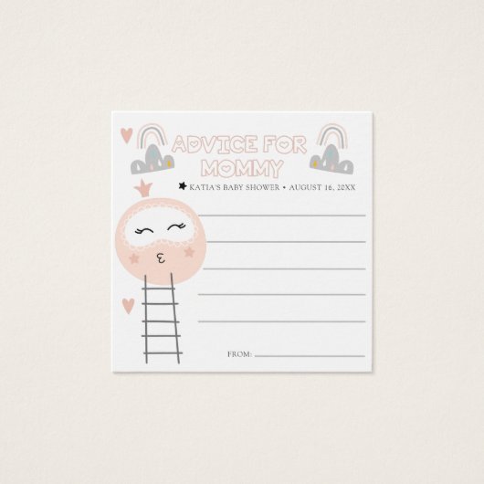 Cartes de conseil baby shower | Chemin vers la Lun (Devant)