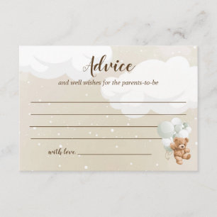 Cartes de conseil Baby shower de l'ours en peluche