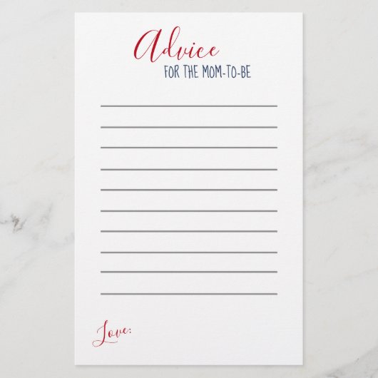 Cartes de conseil Baby shower en bande blanche rou (Devant)