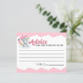 Cartes de conseil Baby shower Fille Eléphant Rose (Debout devant)