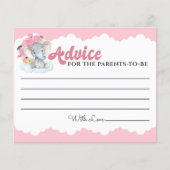 Cartes de conseil Baby shower Fille Eléphant Rose  (Devant)