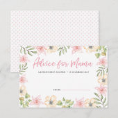 Cartes de conseil baby shower | Fleur rose blanche (Devant / Derrière)