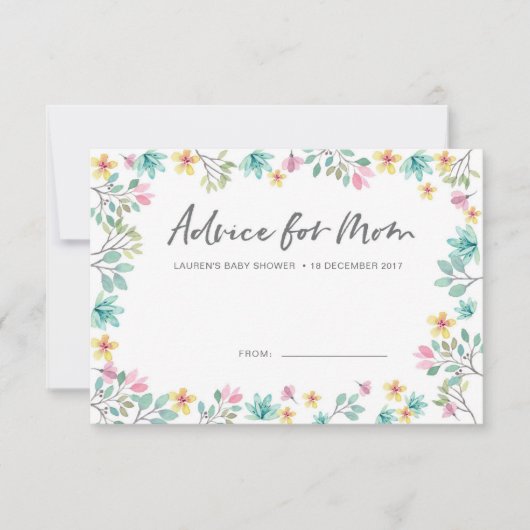 Cartes de conseil baby shower | Fleurs colorées (Devant)