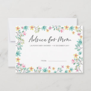 Cartes de conseil baby shower   Fleurs colorées