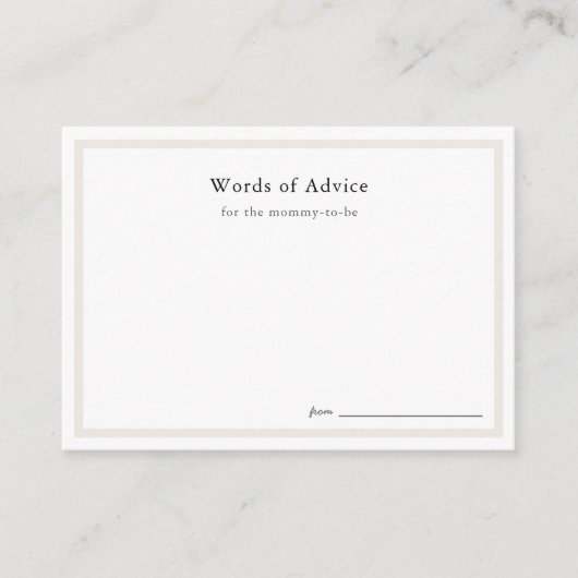 Cartes de conseil Baby shower simples (Devant)