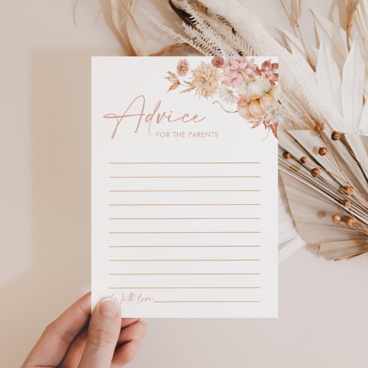 Cartes de conseil citrouille Fall Rose Floral Baby