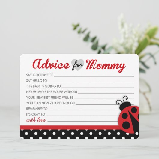 Cartes de conseil de Baby shower Ladybug (Debout devant)