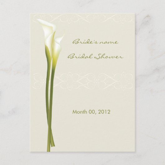 Cartes de conseil de Fête des mariées Calla Lily (Devant)