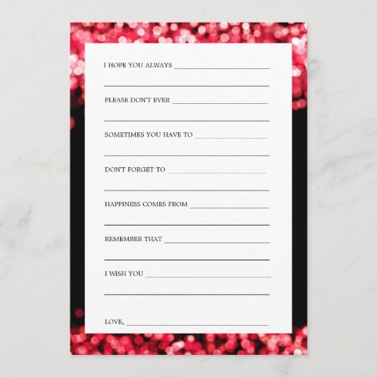 Cartes de conseil de Fête des mariées feux rouges (Devant)