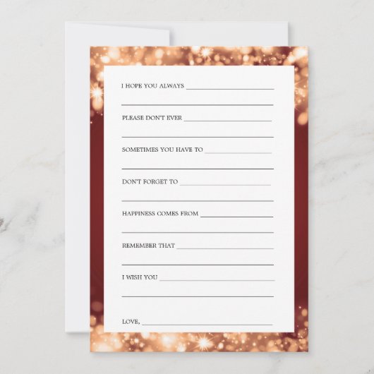 Cartes de conseil de Fête des mariées Gold Feux d' (Devant)