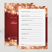 Cartes de conseil de Fête des mariées Gold Feux d' (Devant / Derrière)