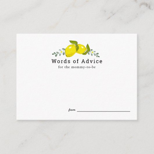 Cartes de conseil en Baby shower de citron vert (Devant)