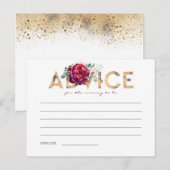 Cartes de conseil en Baby shower rouge or et bourg (Devant / Derrière)