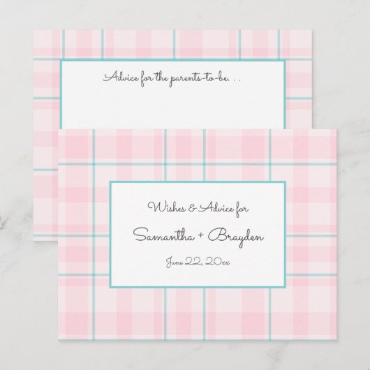 Cartes de conseil en Baby shower Turquoise rose (Devant / Derrière)
