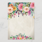 Cartes de conseil en Fêtes des mariées florales (Dos)