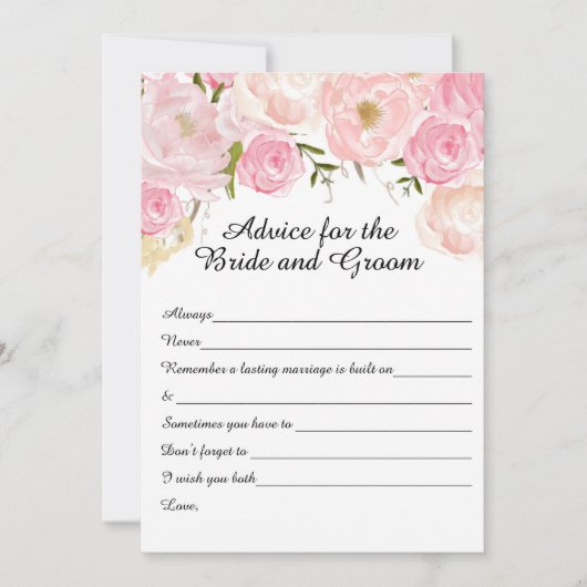 Cartes de conseil en Fêtes des mariées florales (Devant)