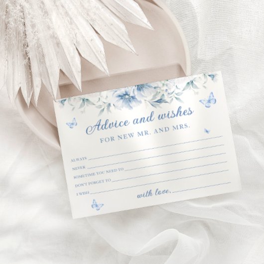 Cartes de conseil et de souhaits floraux bleu et b