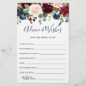 Cartes de conseil et de souhaits floraux Blush Nav (Devant)