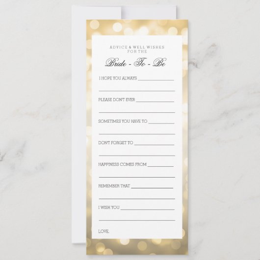 Cartes de conseil Fête de l'mariée Gold Parties sc (Devant)