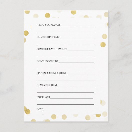 Cartes de conseil Fête des mariées Faux Gold Foil (Devant)