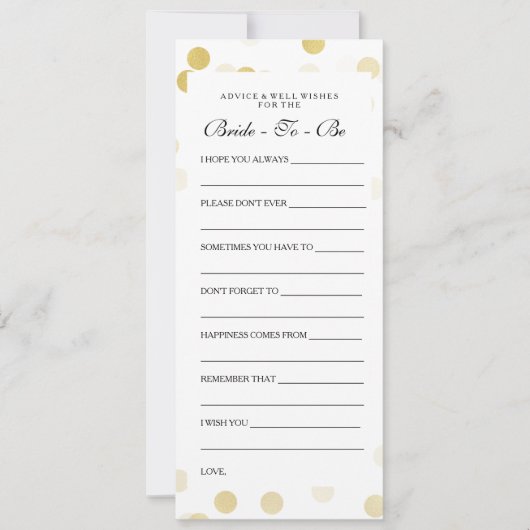 Cartes de conseil Fête des mariées Faux Gold Foil  (Devant)