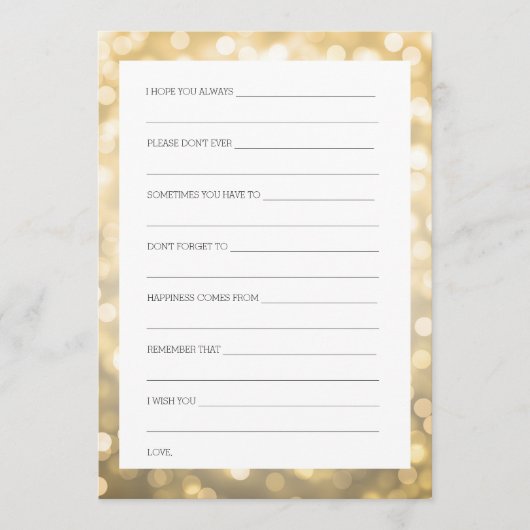 Cartes de conseil Fête des mariées Gold Parties sc (Devant)