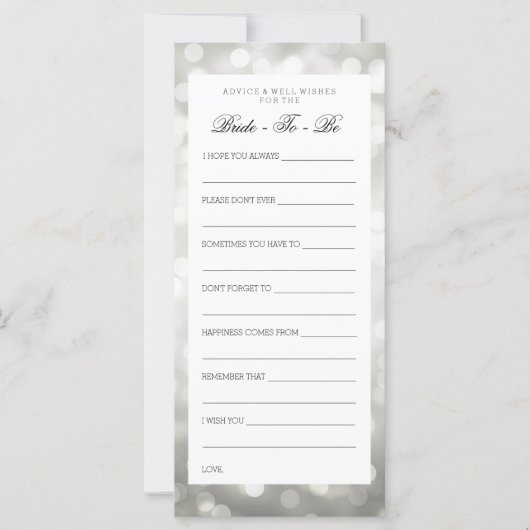 Cartes de conseil Fête des mariées Lumières Partie (Devant)