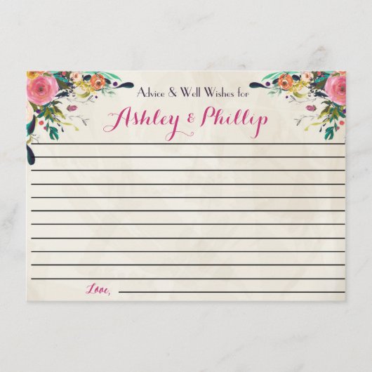 Cartes de conseil florales pour le couple (Devant)