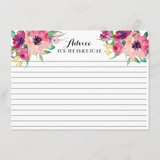 Cartes de conseil florales roses et turquoises (Devant)