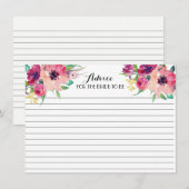 Cartes de conseil florales roses et turquoises (Devant / Derrière)