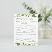 Cartes de conseil Mariage à feuilles vertes, Verdu (Debout devant)