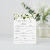 Cartes de conseil Mariage à fleurs blanches avec v (Debout devant)