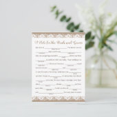 Cartes de conseil Mariage Burlap et dentelle, Rust (Debout devant)