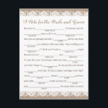 Cartes de conseil Mariage Burlap et dentelle, Rust<br><div class="desc">Nos cartes de conseils en burlap et dentelle rustique sont une activité amusante pour une réception de mariage ou une douche nuptiale. Vous pouvez modifier le libellé du titre si vous le souhaitez en utilisant l'outil "Personnalisez ce modèle" de Zazzle. N'oubliez pas de consulter notre vaste sélection d'articles de coordination...</div>
