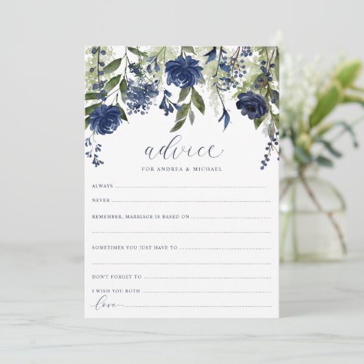 Cartes de conseil mariage Marine Fleur sauvage ble (Debout devant)