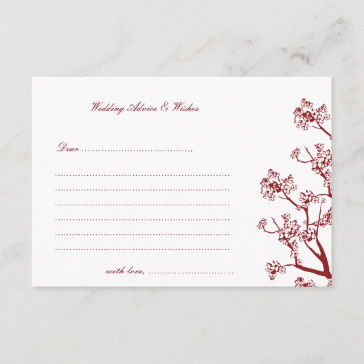 Cartes de conseil Mariage orientales Red Cherry Bl (Devant)
