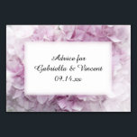 Cartes de conseil Mariage Soft Rose Hydrangea<br><div class="desc">Demandez à vos invités de partager leurs paroles de sagesse avec le couple marié avec les élégantes Cartes de conseil Mariages Soft Pink Hydrangea Flowers. Personnalisez-les avec les noms de la mariée et du marié et leur cérémonie de mariage ou la date de la douche de la mariée. Ces cartes-conseils...</div>